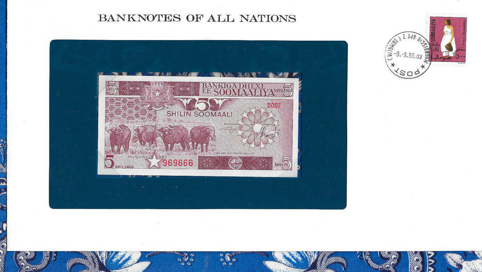 Banknotes Of All Nations Somalia 1983 5 Shillings P-31a Unc D007 Fancy 969666