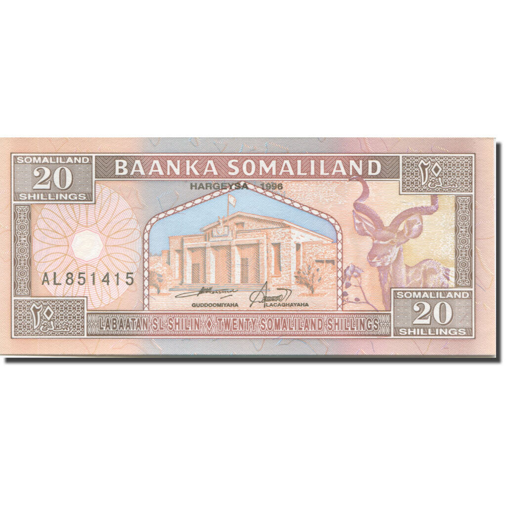 [#607158] Banknote, Somaliland, 20 Shillings = 20 Shilin, 1996, Undated (1996),